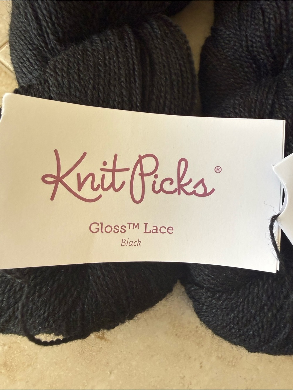 Knit Picks Gloss Lace Merino Wool/Silk Blend Yarn - Black